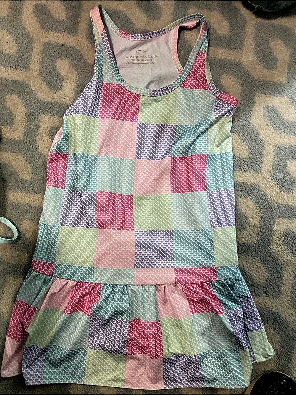 vineyard vines Girls Geometric Dress Pink & Green Girls 3T pool tennis cover up